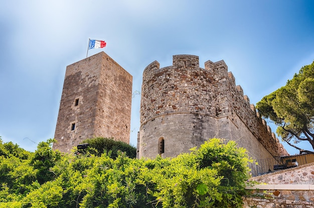 Fortification of the Castle, one of the major landmarks in Le Suquet medieval district in Cannes, Cote d'Azur, France