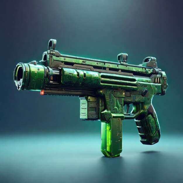 fortnite reifle smg gun with green digital and code texture photo 3d render