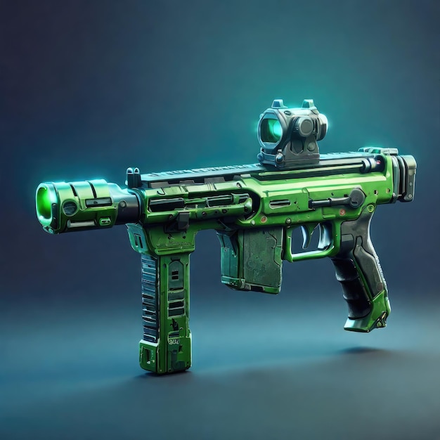 fortnite reifle smg gun with green digital and code texture photo 3d render