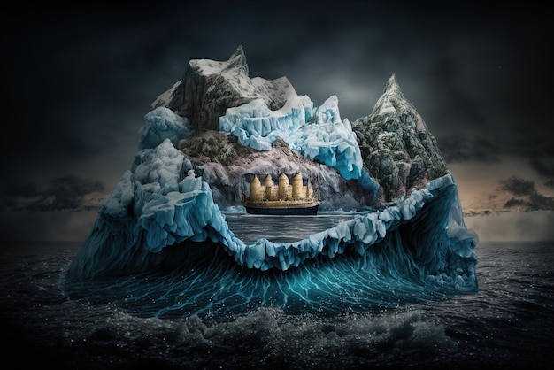 Fortress castle in iceberg