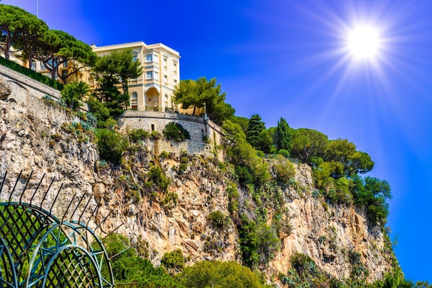 Photo fortress of prince's palace on the cliff fontvielle montecarl