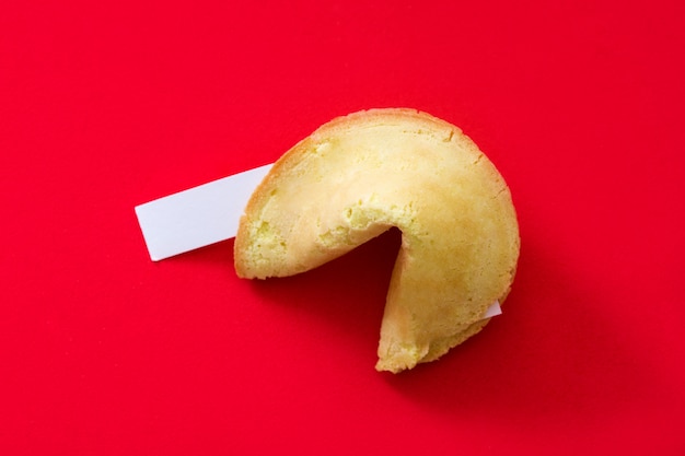 Fortune cookie on red