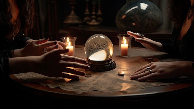 Photo fortune teller's hands ai generative