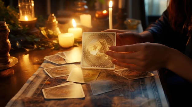 Fortune telling on tarot cards Occultism esoteric background