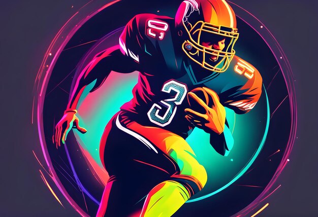 Photo forward bright poster with american football player