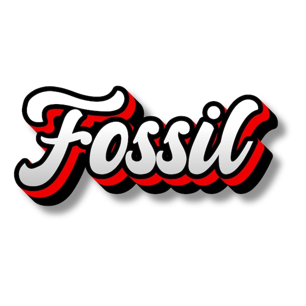 Photo fossil text 3d silver red black white background photo jpg