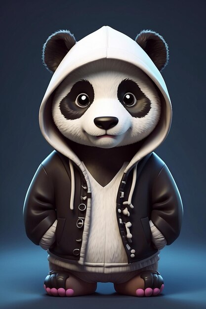 Foto 3d gerenderd schattige panda antropomorfe mens-achtige dierlijke personage