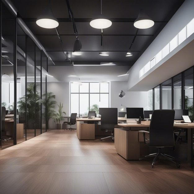 Foto 3D modern kantoor interieur render behang