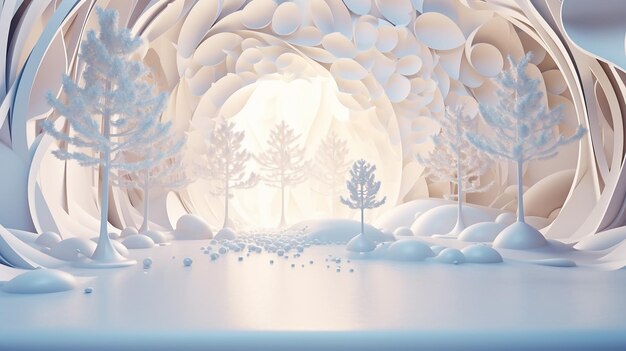 Foto 3d render abstract winter achtergrond kerstmis