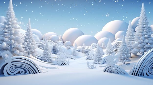 Foto 3d render abstract winter achtergrond kerstmis