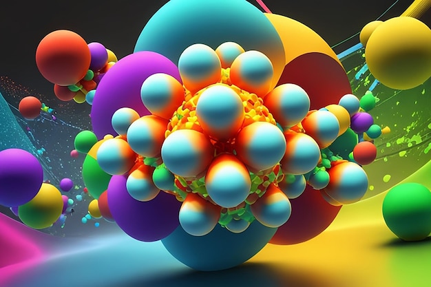Foto foto abstracte achtergrond van bewegende atomen 3d illustratie van een hoge kwaliteit