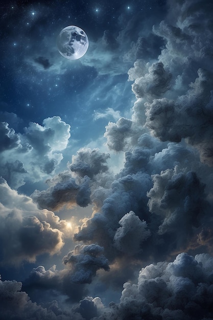 Foto achtergrond nachtelijke hemel met sterren en wolken