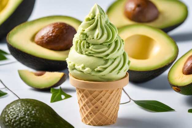 Foto foto avocado ijsje geïsoleerd op witte achtergrond