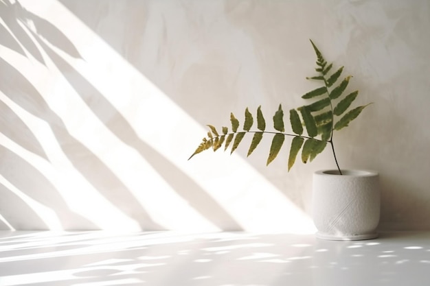 Foto betonnen muur lege ruimte met planten op een vloer Minimaal zomer exotisch concept met kopieerruimte Generatieve AI