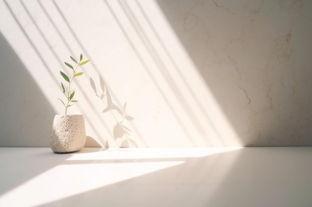 Foto betonnen muur lege ruimte met planten op een vloer Minimaal zomer exotisch concept met kopieerruimte Generatieve AI