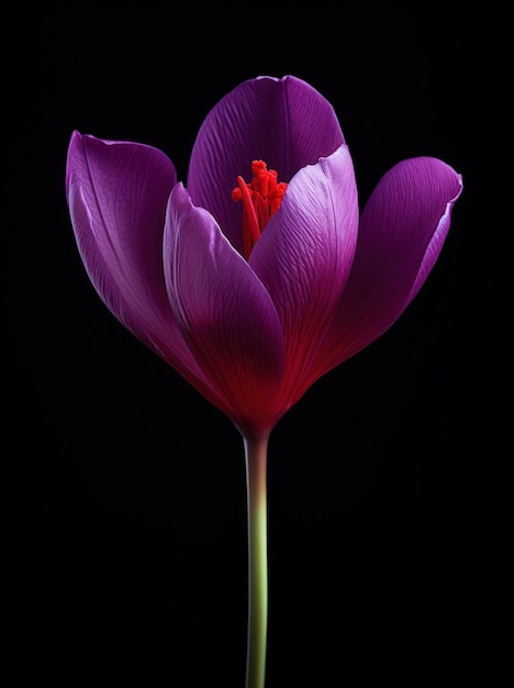 Foto Bloem geïsoleerd op zwarte achtergrond krokus