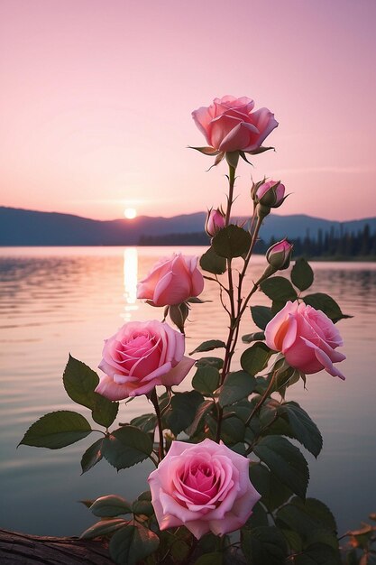 Foto bunch van mooie roze rozen in de natuur