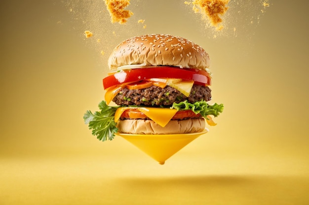 foto burger op gele achtergrond