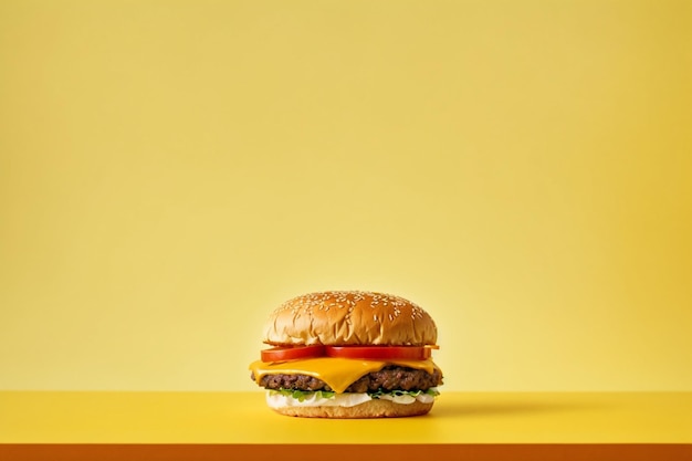 foto burger op gele achtergrond