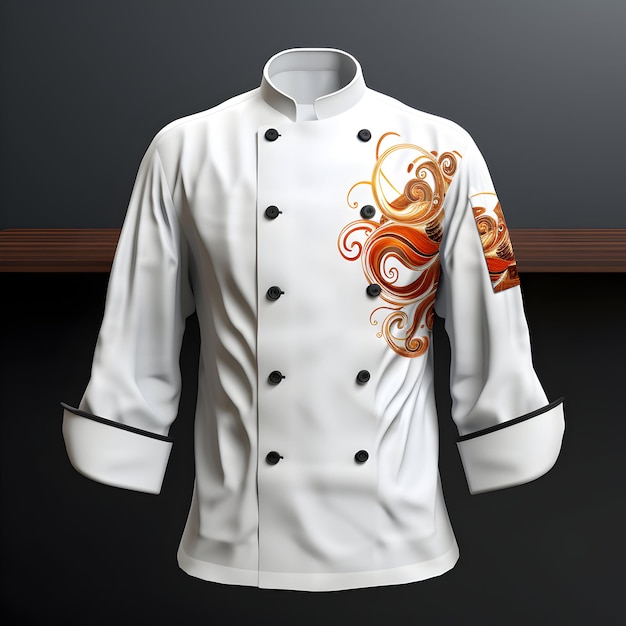Foto foto chef-jacket mock up kok uniform hemd kraag front view met ontwerp op hemd