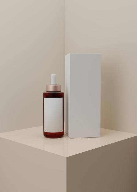 Foto cosmetisch serum op podium moderne voetstuk productstandaard