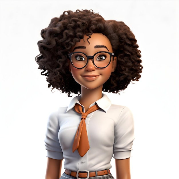 Foto Cute Cartoon realistische gelukkige kinderen karakter met schooluniform generatieve ai