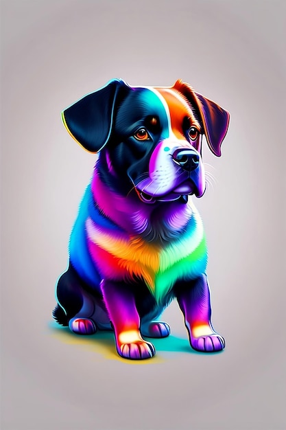 Foto de um desenho de cachorro colorido em 2d Generative Ai