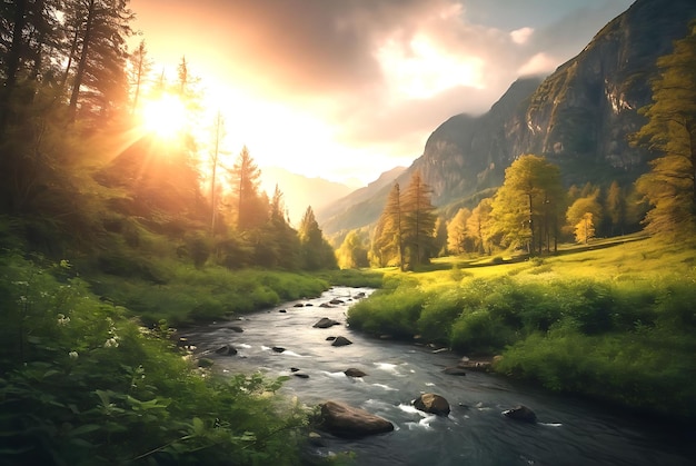 Foto foto digitale kunstwerk groene natuur