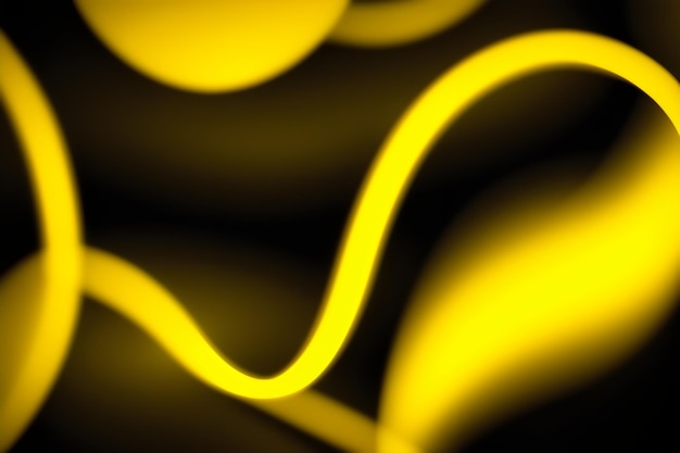 Foto foto donkere panoramische achtergrond heldere gele bokeh gloeiende cirkels abstracte golf