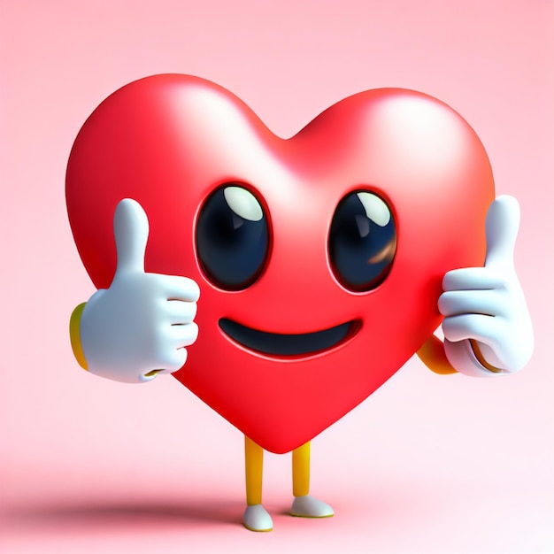 Foto een 3D-hart glimlach emoji-pictogram