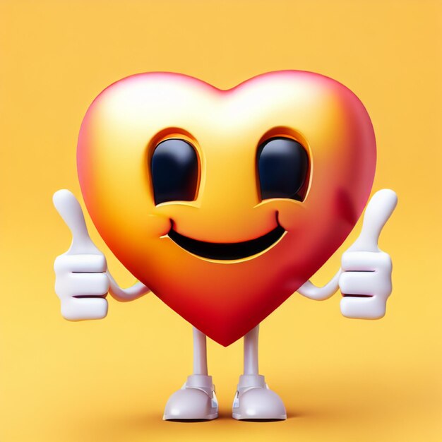 Foto een 3D-hart glimlach emoji-pictogram