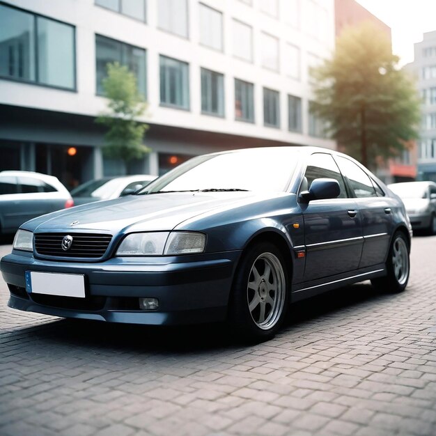 Foto Een echte auto op portret achtergrond