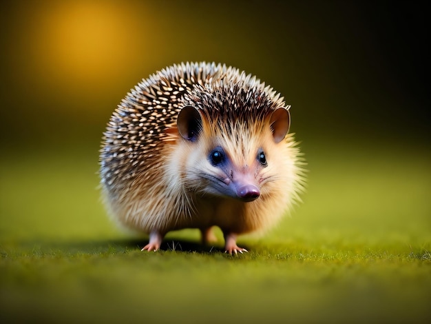 Foto een egel die in een veld staat