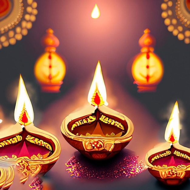 Foto een gegenereerde illustratie van Diwali, het hindoe-feest van lichtviering, een olie-lamp