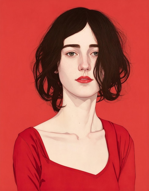 Foto een illustratie van een vrouw in het dagleven vrouw in rood rood