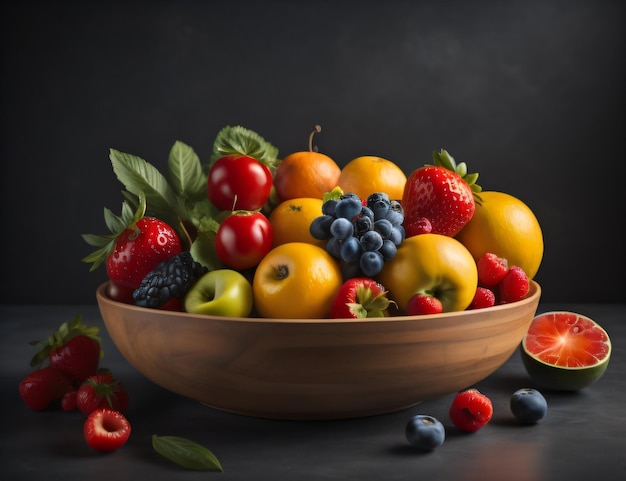 Foto een kom fruit eten op een tafel op Wereldvoedselveiligheidsdag met generatieve ai