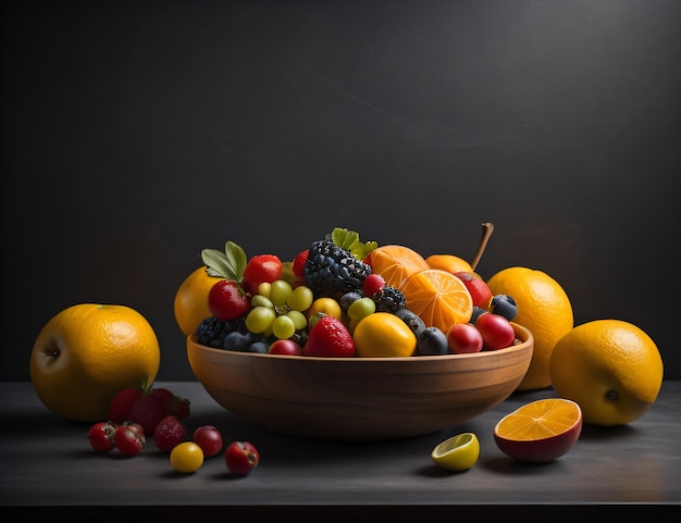 Foto een kom fruit eten op een tafel op Wereldvoedselveiligheidsdag met generatieve ai