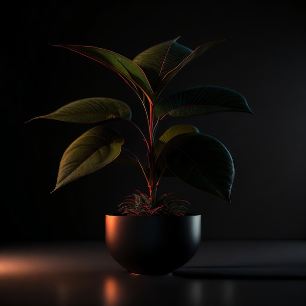 Foto Een plant in een pot met een lampje erop