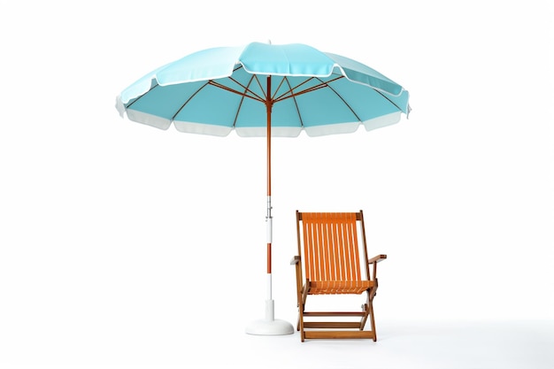 Foto een strandstoel en parasol op een witte achtergrond