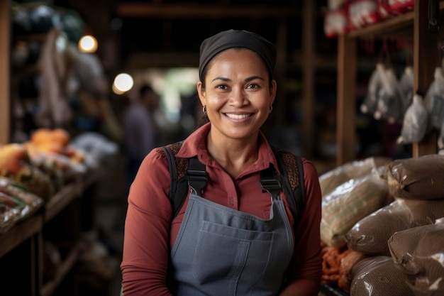 Foto een vrouw op de markt