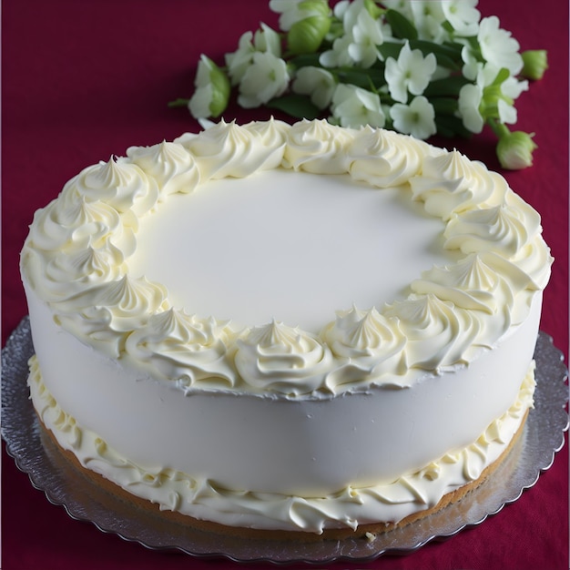 Foto een witte cake met een strik er bovenop