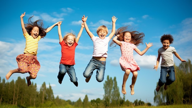 Foto f Geluk en vrijheid in de kindertijd met schattige kinderen