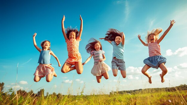 Foto foto f geluk en vrijheid in de kindertijd met schattige kinderen