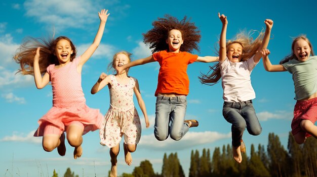 Foto foto f geluk en vrijheid in de kindertijd met schattige kinderen