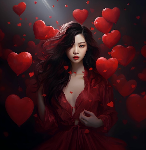 Foto gelukkige Valentijnsdag groeten met Chinees thema