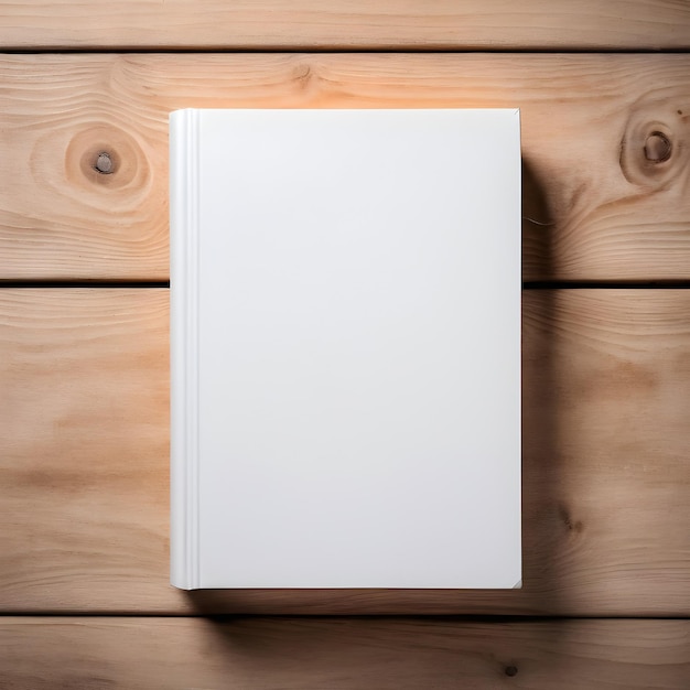 Foto gesloten wit boek op houten achtergrond bovenkant