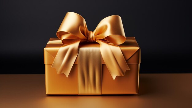 Foto gouden geschenkdoos met achtergrond gegenereerd door AI