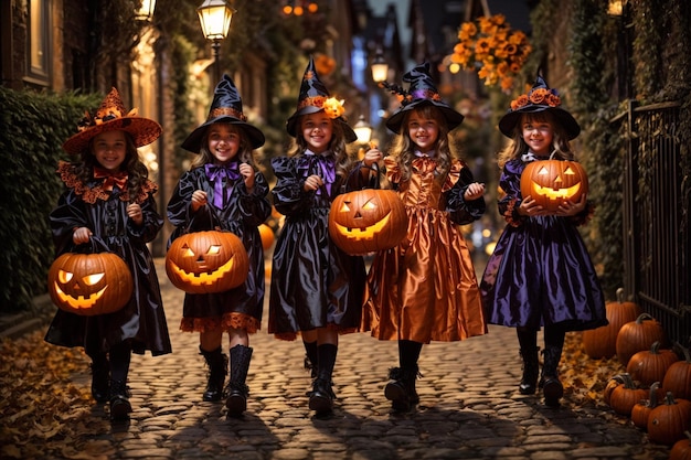 foto hallowen kinderen met pompoen