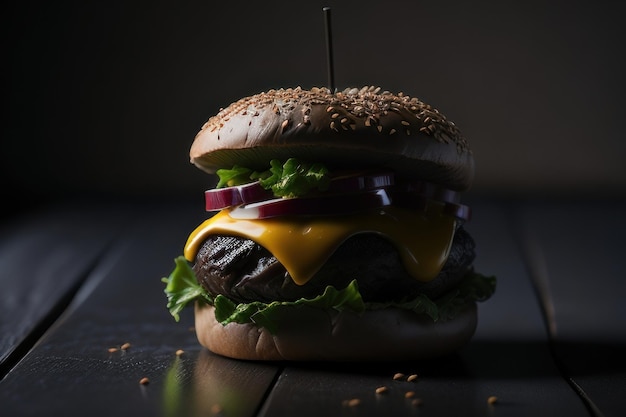 Foto hamburger met friet Generatieve AI