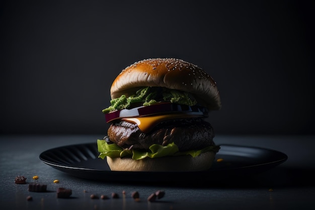 Foto hamburger met friet Generatieve AI